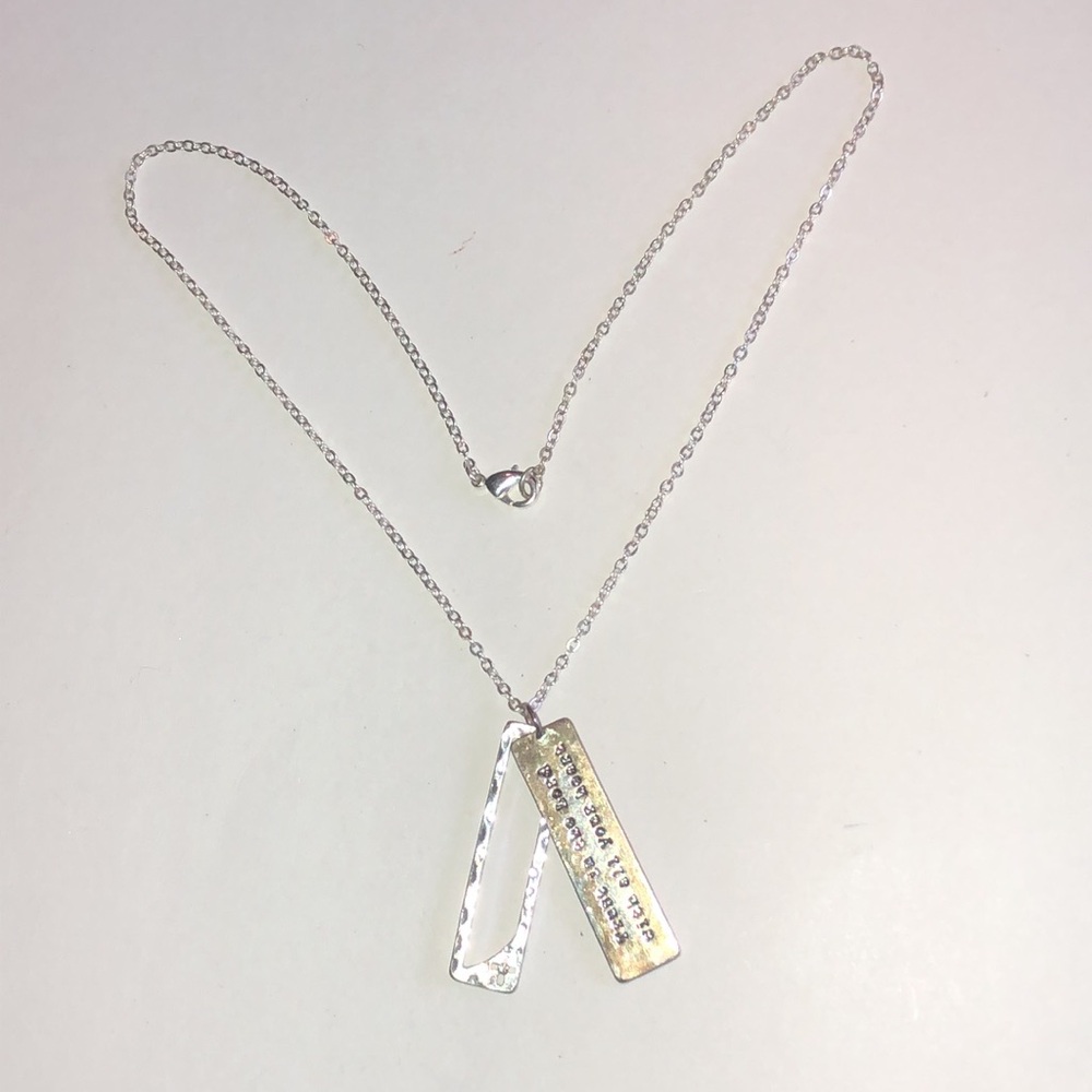 Proverbs Silver Tone Rectangular Religious Pendan… - image 4